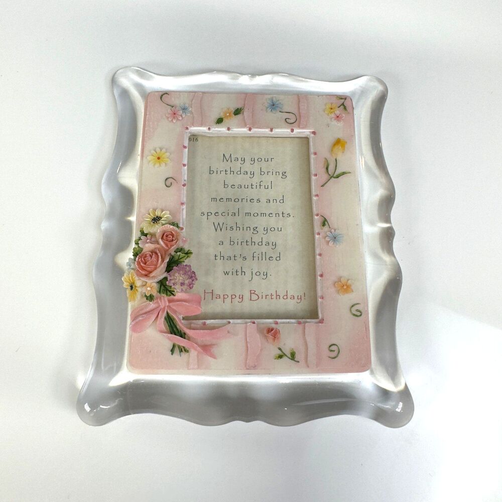 Vintage Happy Birthday Framed Sentiment Acrylic Poem Frame 4.5" x 6" Cute Gift
